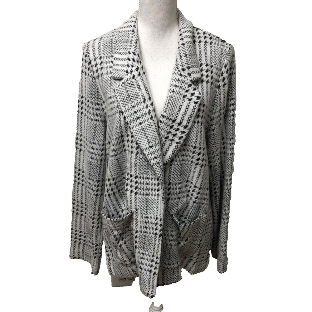 Mello Day Blazer Sweater Cardigan Womens XL Houndstooth Plaid Preppy Career